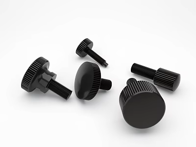 Black Metal Hardware Tools Including Knobs And Bolts For Industrial Applications 3d model