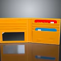 Yellow Leather Wallet Open Design With Credit Cards Card Slots And Transparent Window
