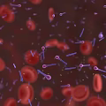 Purple Microorganisms With Rod Shaped And Spherical Structures On Red Background