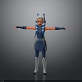 Futuristic Animated 3D Character With Blue White Outfit And Orange Arms