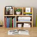 Blue Wooden Storage Cabinet with Drawer Shelves for Organizing Books Stationery Decorative Plant