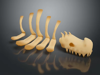 Anatomical Organ and Hair Sample Model in Light Yellow Tone with Dark Reflective Background 3d model