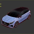 Blue Hyundai Hatchback With Black Roof Sporty Design And Alloy Wheels