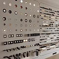Various Designs of Downlights and Spotlights Display Collection on Wall for Interior Lighting