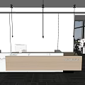Modern Office Reception Design With Marble And Wooden Desk Glass Partitions And City View