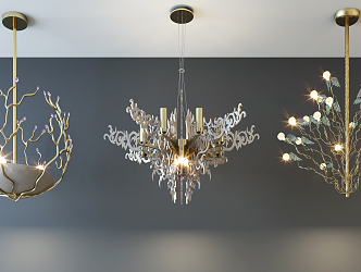 Post-modern chandelier stylish simple metal chandelier combination 3d model