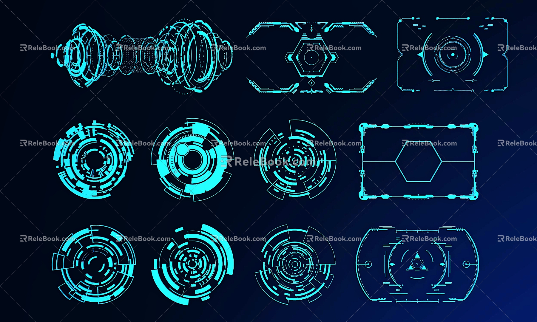 Technology Elements Technology Lines Technology Border 3d model