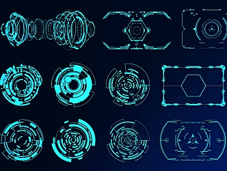 Technology Elements Technology Lines Technology Border 3d model