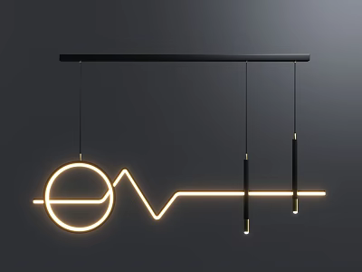 Modern chandelier simple lamp 3d model