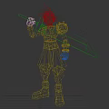 Blonde Spiky Haired Video Game Character With Blue Eyes Dark Outfit And Large Sword