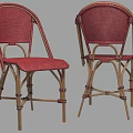 Red Woven Rattan Leisure Chair With Metal Frame And Crossed Legs Design