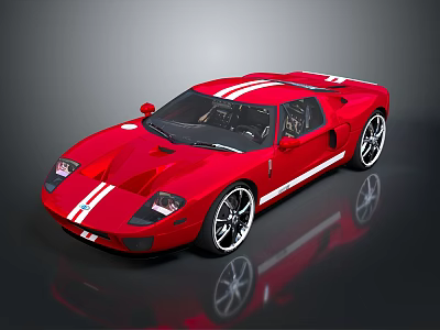 Red Sports Car With White Stripes Glossy Finish Sleek Aerodynamic Design And Alloy Wheels 3d model