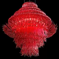 Vibrant Red Glass Chandelier With Decorative Fringe Design For Modern Interior Lighting