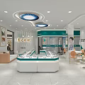 Modern Eyewear Store Interior With Glass Display Cases And Comfortable Seating 3d model