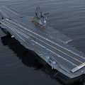 Aircraft Carrier Sailing On Sea Surface 3d model