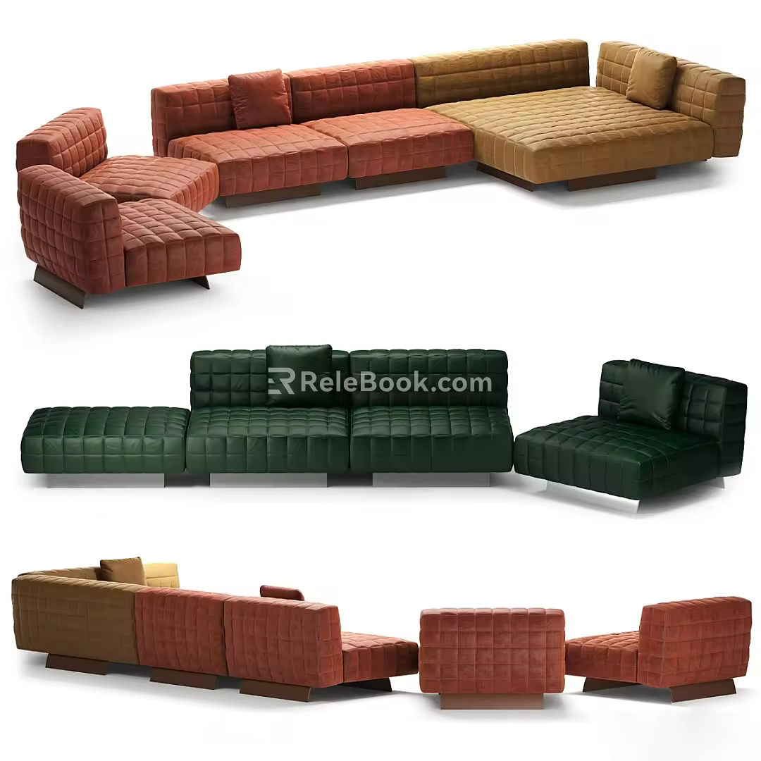 Minotti modern modular multiplayer sofa 3d model