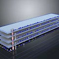 Multi Level Modern Parking Structure With Multiple Floors And Parked Cars