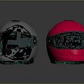 Modern Stylish Full Face Helmets Silver Carbon Fiber And Pink With Transparent Visors