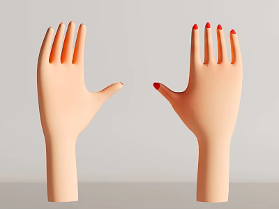 Realistic Mannequin Hands With Red Nail Polish Open Palms On Gray Background 3d model