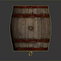 Vintage Wooden Barrel With Red Hoops Metal Tap And Wooden Stand