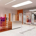 Modern Clothing Store Interior With Window Display Mannequin Fashion Apparel And Decorative Elements
