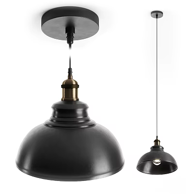 Black Pendant Light With Brass Top In Two Sizes For Modern Home Ceiling Decor 3d model
