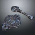 Vintage Metal Skeleton Key With Ornate Keyhole Cover And Antique Design Details