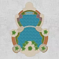 Beautiful Courtyard Garden Design With Swimming Pool Lush Trees And Paved Area