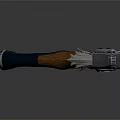 Steampunk Inspired Metallic Device With Wooden Handle And Gear Knob Details
