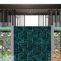 Modern Pergola Design With Metal Frame Grille Ceiling And Waterfall Wall