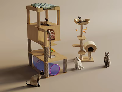 Reptile Habitat With Multi Level Platforms Cave And Climbing Structures For Pets 3d model
