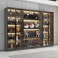 Modern Glass Door Display Cabinet With Action Figures Model Collections And Decorative Lighting