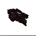 Red and Black Sci-Fi Cosmic Spaceship with Complex Mechanical Structure and Aerospace Modules 3d model