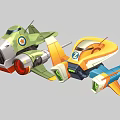 Colorful Cartoon Style Toy Vehicles Featuring Green Orange Blue Designs And Wheels