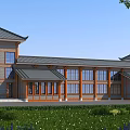 Traditional Ancient Architecture With Sloped Roof Wooden Frames Brick Walls And Green Surroundings