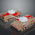 Two Modern Camouflage Tanks With Antennas 3d model
