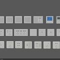 Various White Switch Panels Featuring Different Types Sockets And Digital
