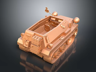 Military Style Functional Vehicle 3D Model In Copper 3d model