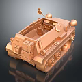 Military Style Functional Vehicle 3D Model In Copper 3d model