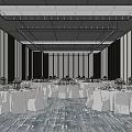 Luxurious Ballroom With Round Tables White Chair Covers And Elegant Lighting