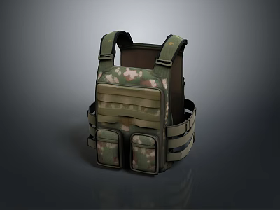 Camouflage Tactical Vest With Multiple Pockets And Adjustable Straps For Daily Use 3d model