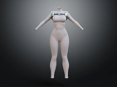 3D Female Mannequin Figure With White Body And Upper Supportive Gear 3d model