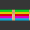 Colorful Striped Wooden Bench With Multicolor Layers And Cross Accent Details