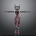 Pink And Black Humanoid Robot With Mechanical Structure And Extended Arms