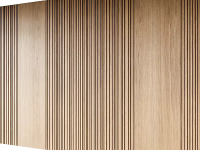 Natural Wooden Wall Paneling With Vertical Stripes For Modern Interior Design 3d model