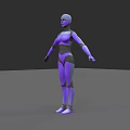 3D Rendered Female Sci Fi Character With Purple And Gray Body Design