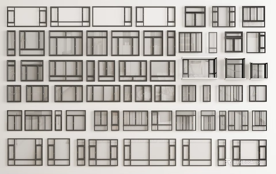 Modern Casement Windows With Various Designs And Styles For Home Applications 3d model 
