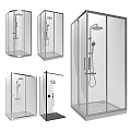 Shower Sauna with Transparent Glass Enclosure and Modern Shower Fixtures Design