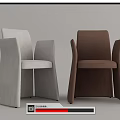 Modern White and Brown Dining Chairs with Sleek Armrests and Backrests