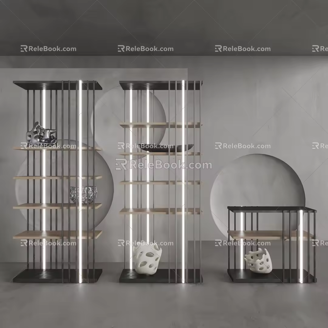 Modern Display Cabinet Linear Light Display Cabinet 3d model